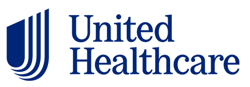 United Healthcare logo, blue vertical lines with text, dental insurance provider branding