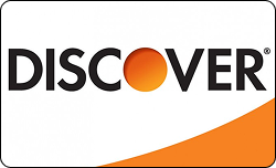 Discover credit card logo with orange circle and diagonal stripe design.