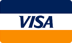 Visa logo with blue and orange stripes, payment method option for Riverside Dental.