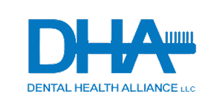 Dental Health Alliance LLC logo in blue with stylized tooth design and company name.